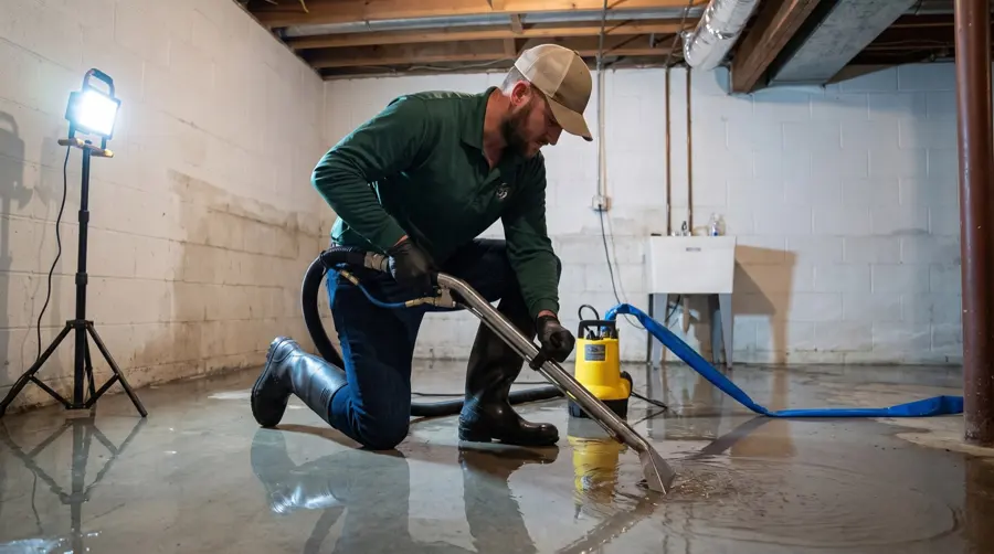 Water damage restoration crew extracting standing water from a Laguna Hills, CA home